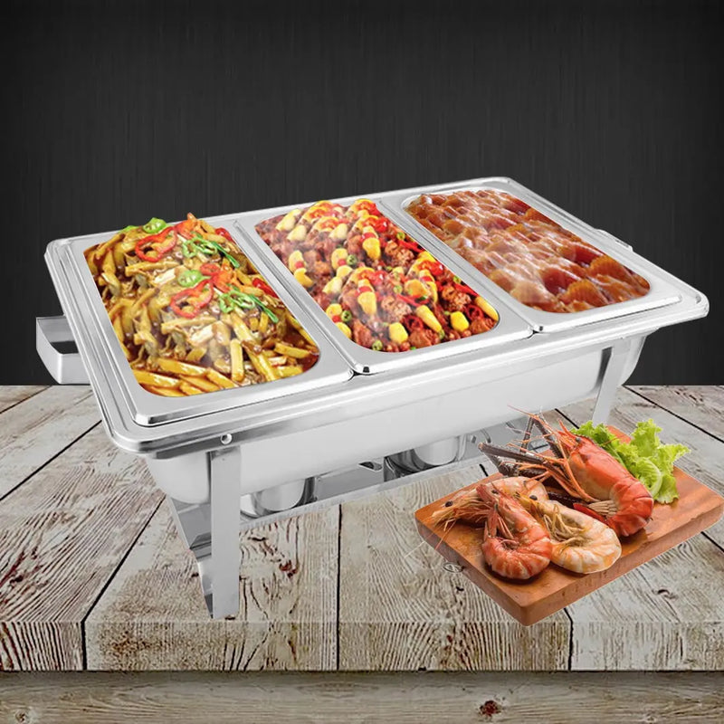 9" Silver Stainless Steel Chafing Dish With Stand Homeroots Kitchen & Dining