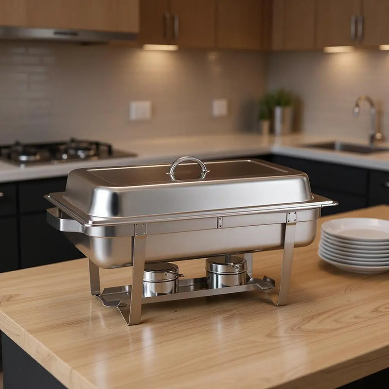 9" Silver Stainless Steel Chafing Dish With Stand Homeroots Kitchen & Dining