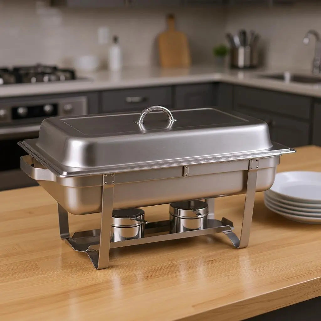 9" Silver Stainless Steel Chafing Dish With Stand Homeroots Kitchen & Dining