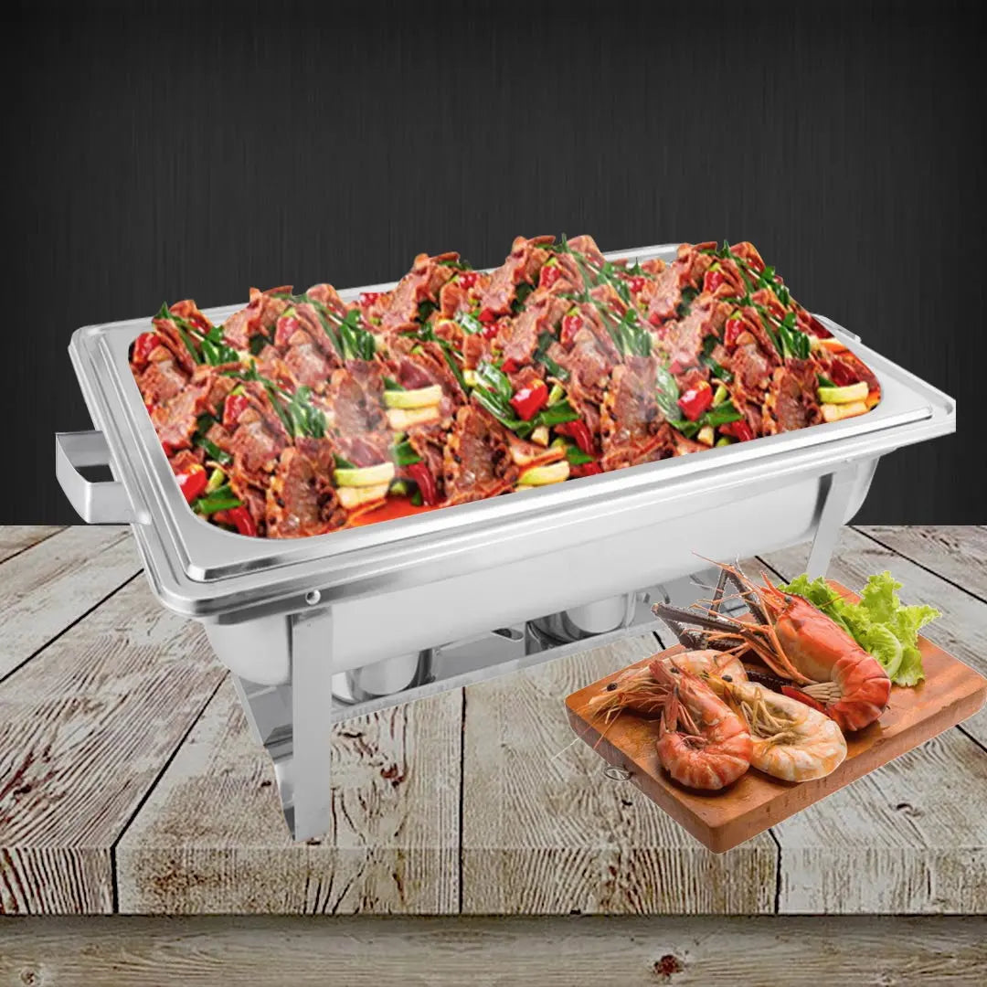 9" Silver Stainless Steel Chafing Dish With Stand Homeroots Kitchen & Dining