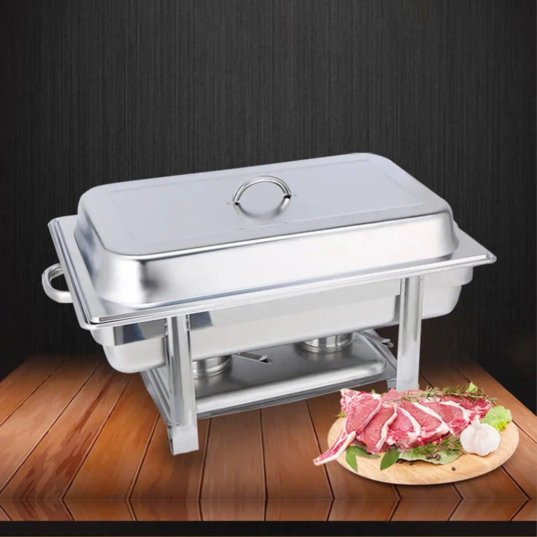 9" Silver Stainless Steel Chafing Dish With Stand Homeroots Kitchen & Dining