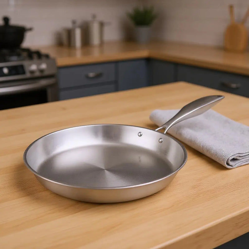 9" Silver Stainless Steel Frying Pan Homeroots Kitchen & Dining