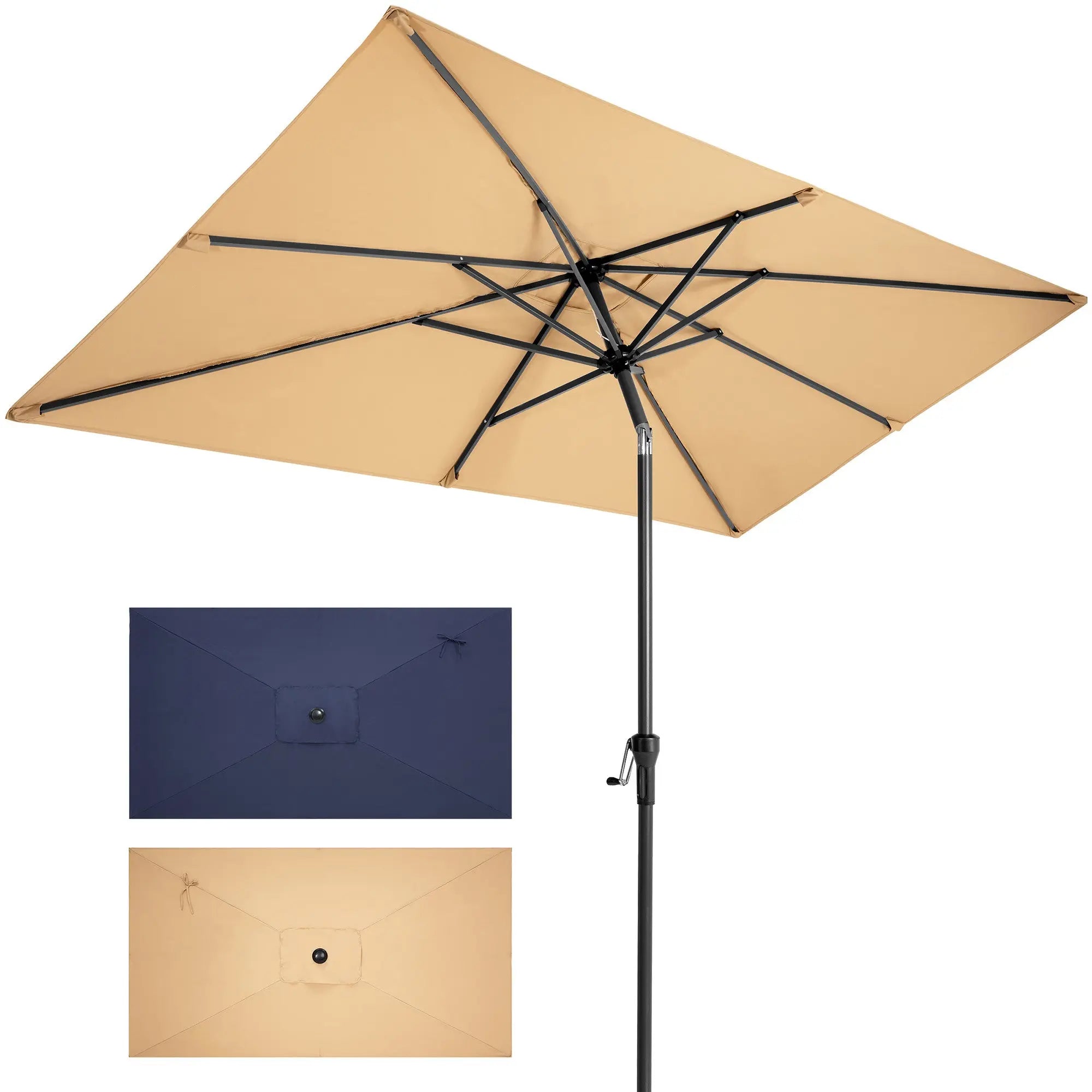 9' Tan Polyester Rectangular Tilt Market Patio Umbrella Homeroots Outdoor