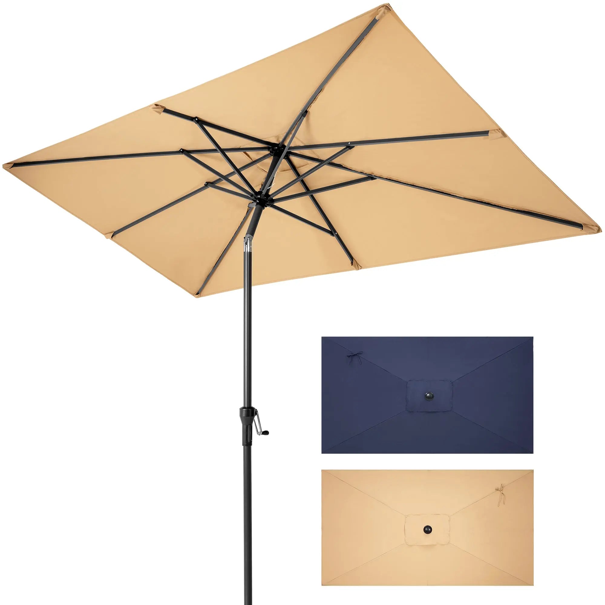 9' Tan Polyester Rectangular Tilt Market Patio Umbrella Homeroots Outdoor