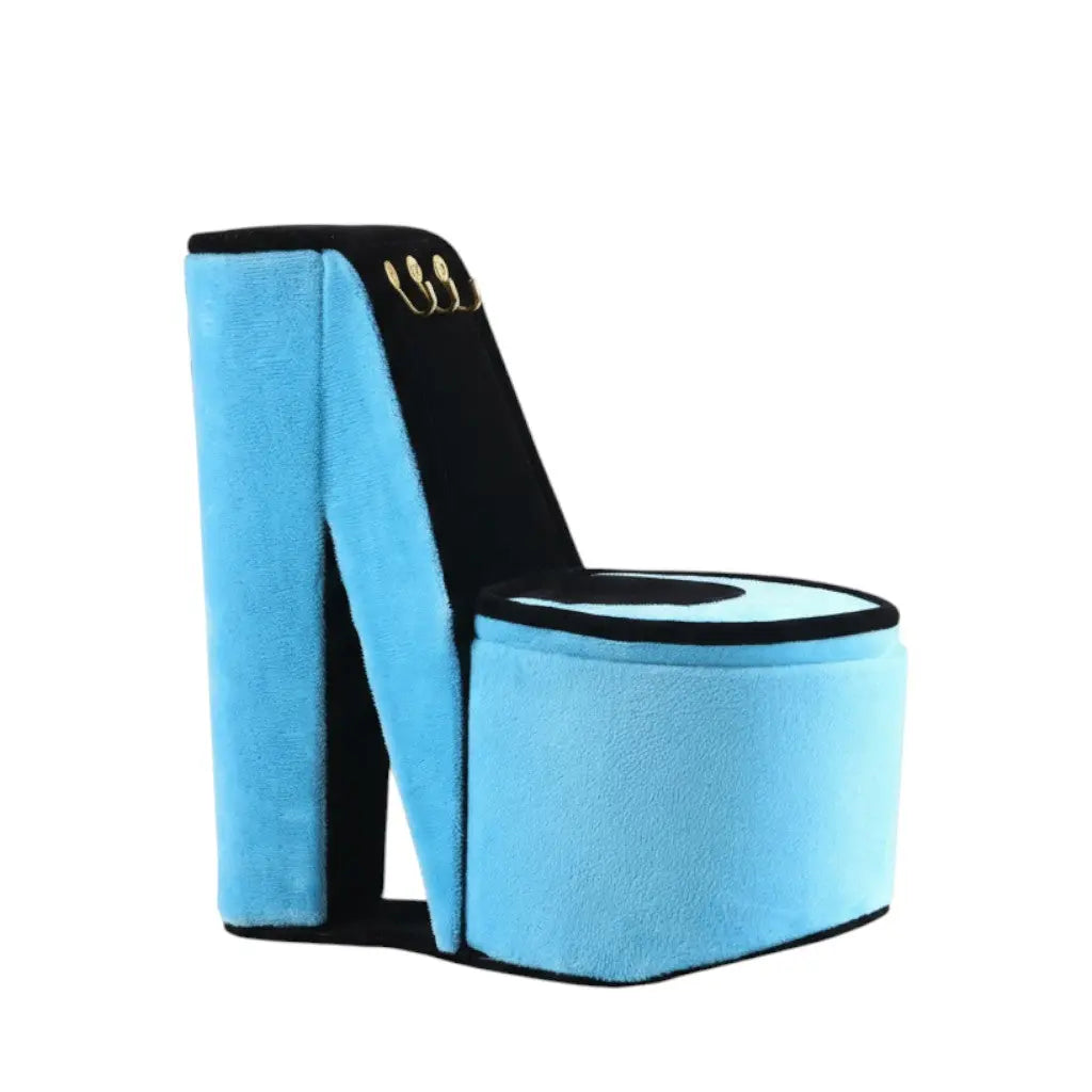 9" Turquoise Black And Gold Velvet High Heel Jewelry Box Homeroots Organization