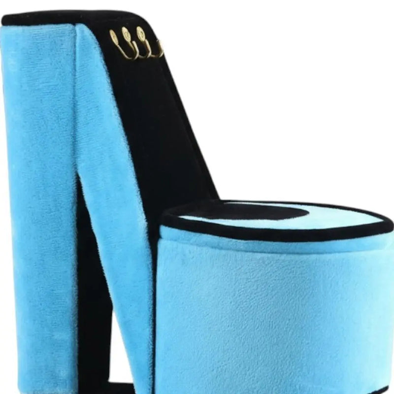 9" Turquoise Black And Gold Velvet High Heel Jewelry Box Homeroots Organization