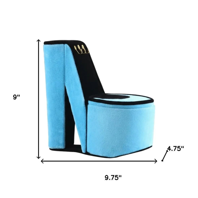 9" Turquoise Black And Gold Velvet High Heel Jewelry Box Homeroots Organization