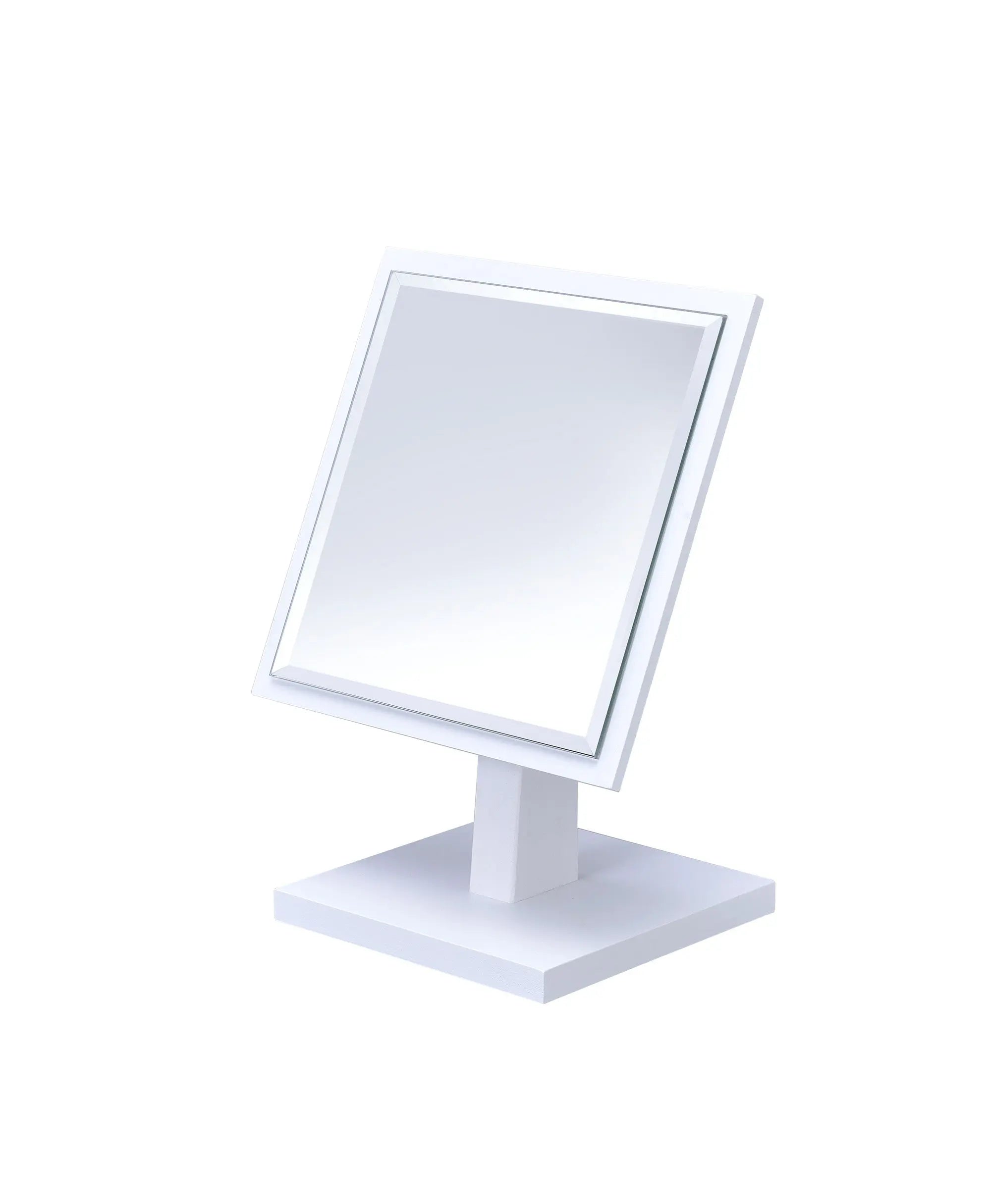 9" White Wood Square Freestanding Framed Makeup Shaving Tabletop Mirror Homeroots Bed & Bath
