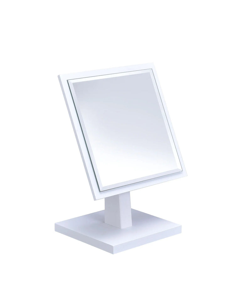 9" White Wood Square Freestanding Framed Makeup Shaving Tabletop Mirror Homeroots Bed & Bath
