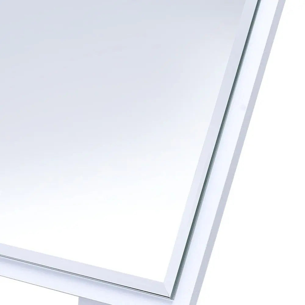 9" White Wood Square Freestanding Framed Makeup Shaving Tabletop Mirror Homeroots Bed & Bath
