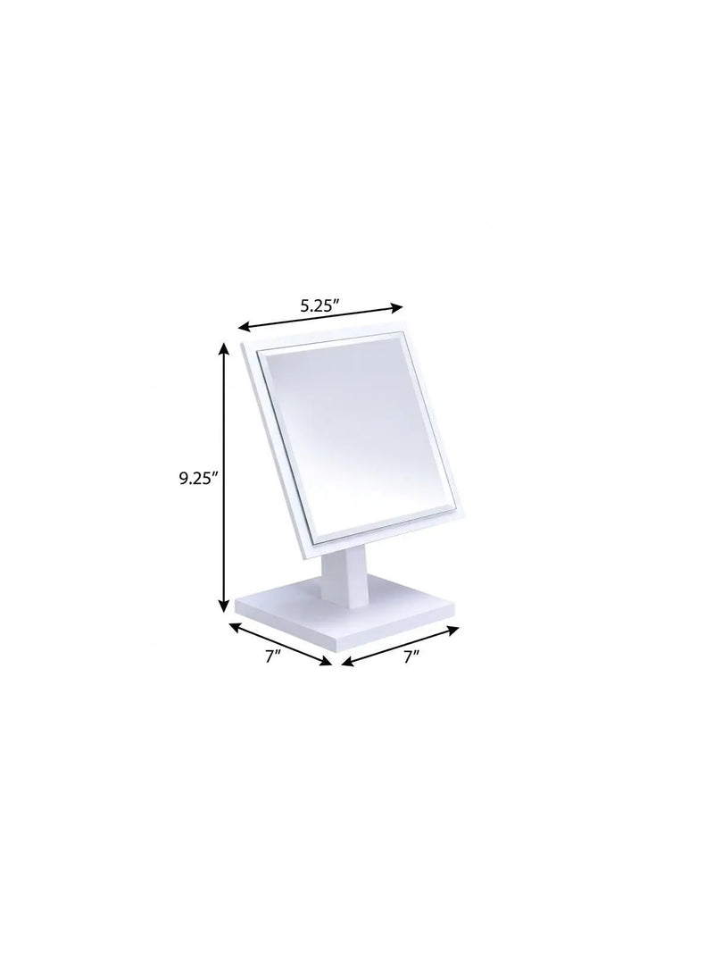 9" White Wood Square Freestanding Framed Makeup Shaving Tabletop Mirror Homeroots Bed & Bath