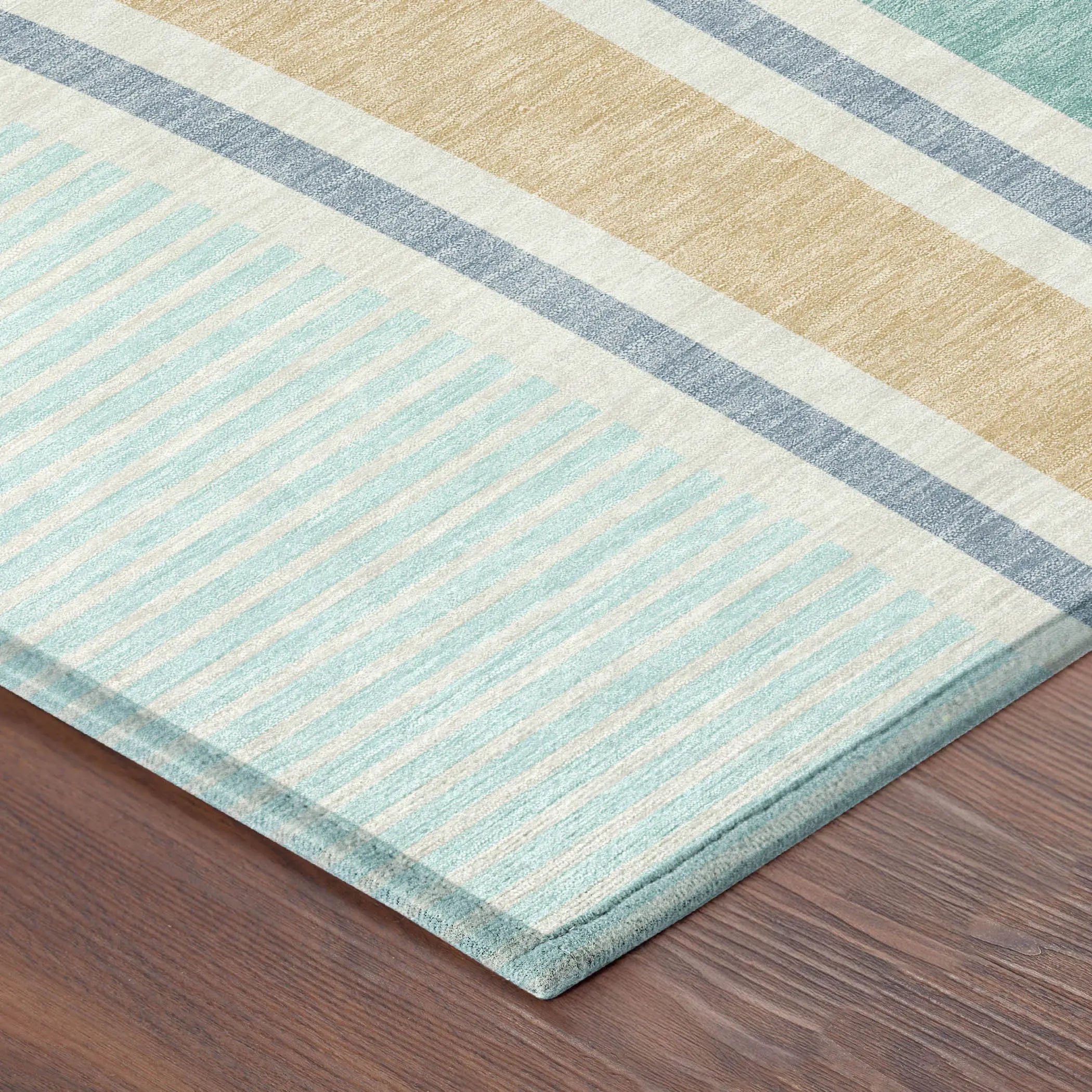 9' X 12' Aqua And Copper Geometric Washable Indoor Outdoor Area Rug Homeroots Outdoor
