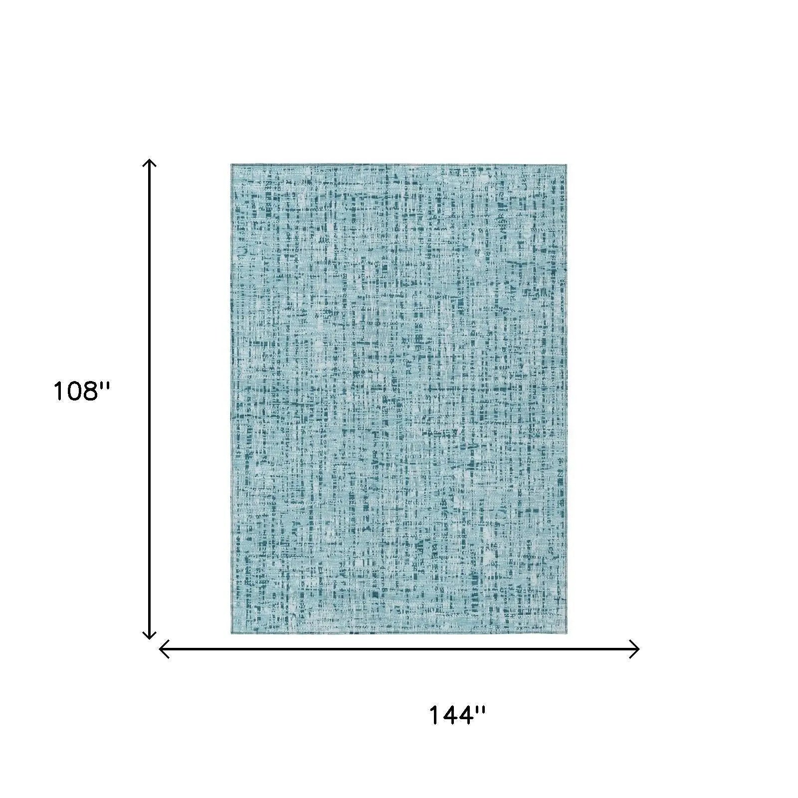 9' X 12' Aqua And Teal Blue Abstract Washable Indoor Outdoor Area Rug Homeroots Outdoor