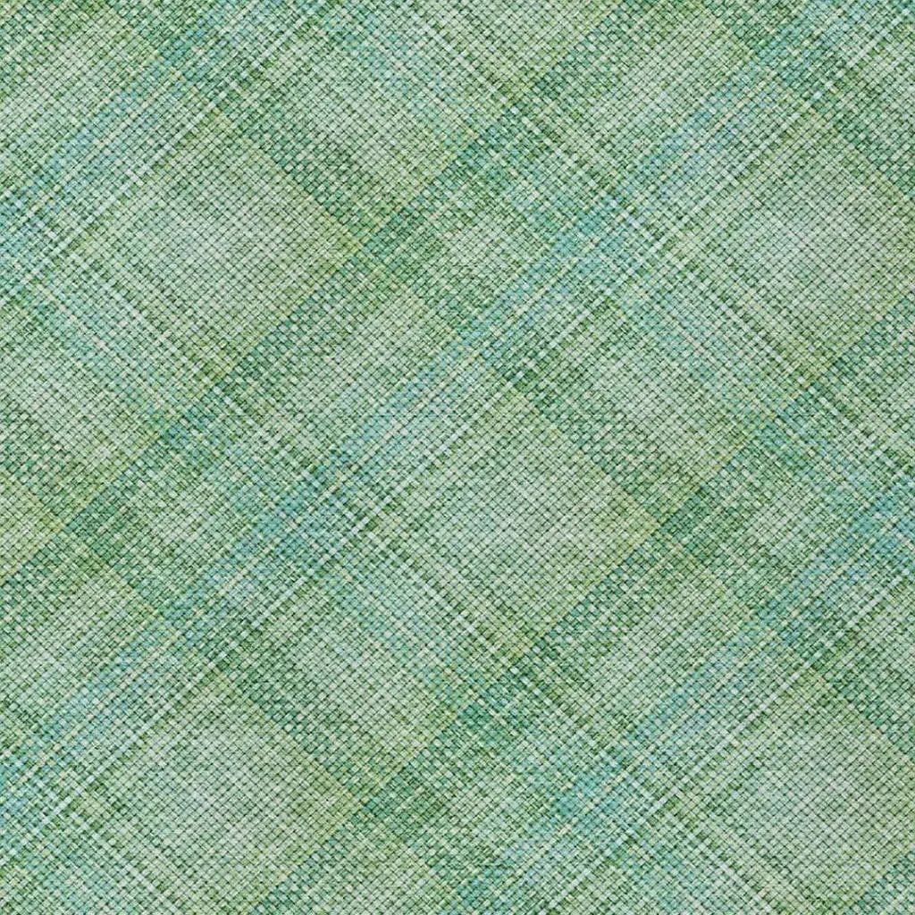 9' X 12' Aqua And Teal Blue Plaid Washable Indoor Outdoor Area Rug Homeroots Outdoor