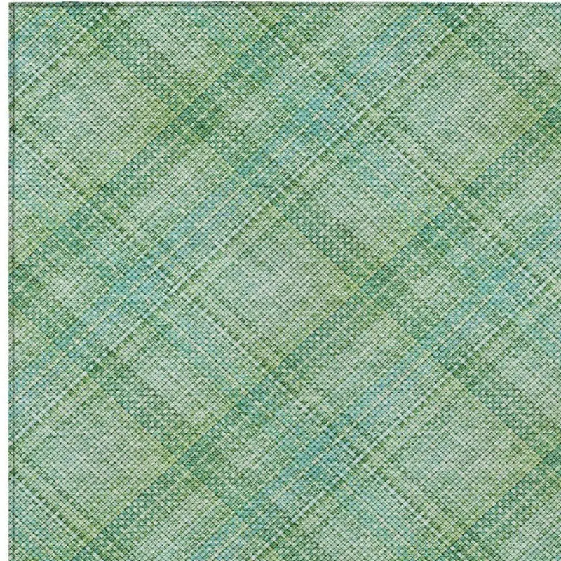 9' X 12' Aqua And Teal Blue Plaid Washable Indoor Outdoor Area Rug Homeroots Outdoor