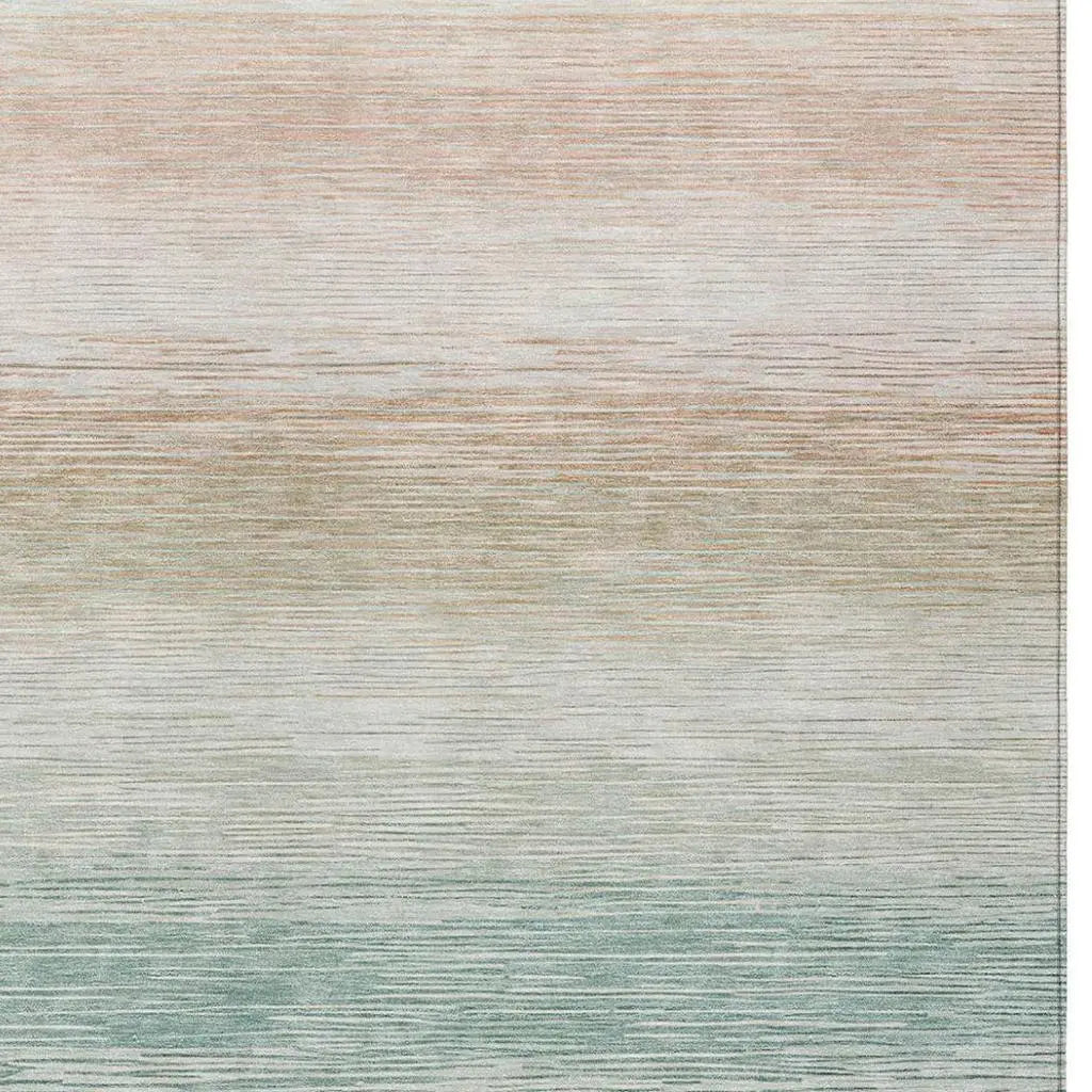 9' X 12' Aqua And Teal Blue Striped Washable Indoor Outdoor Area Rug Homeroots Outdoor
