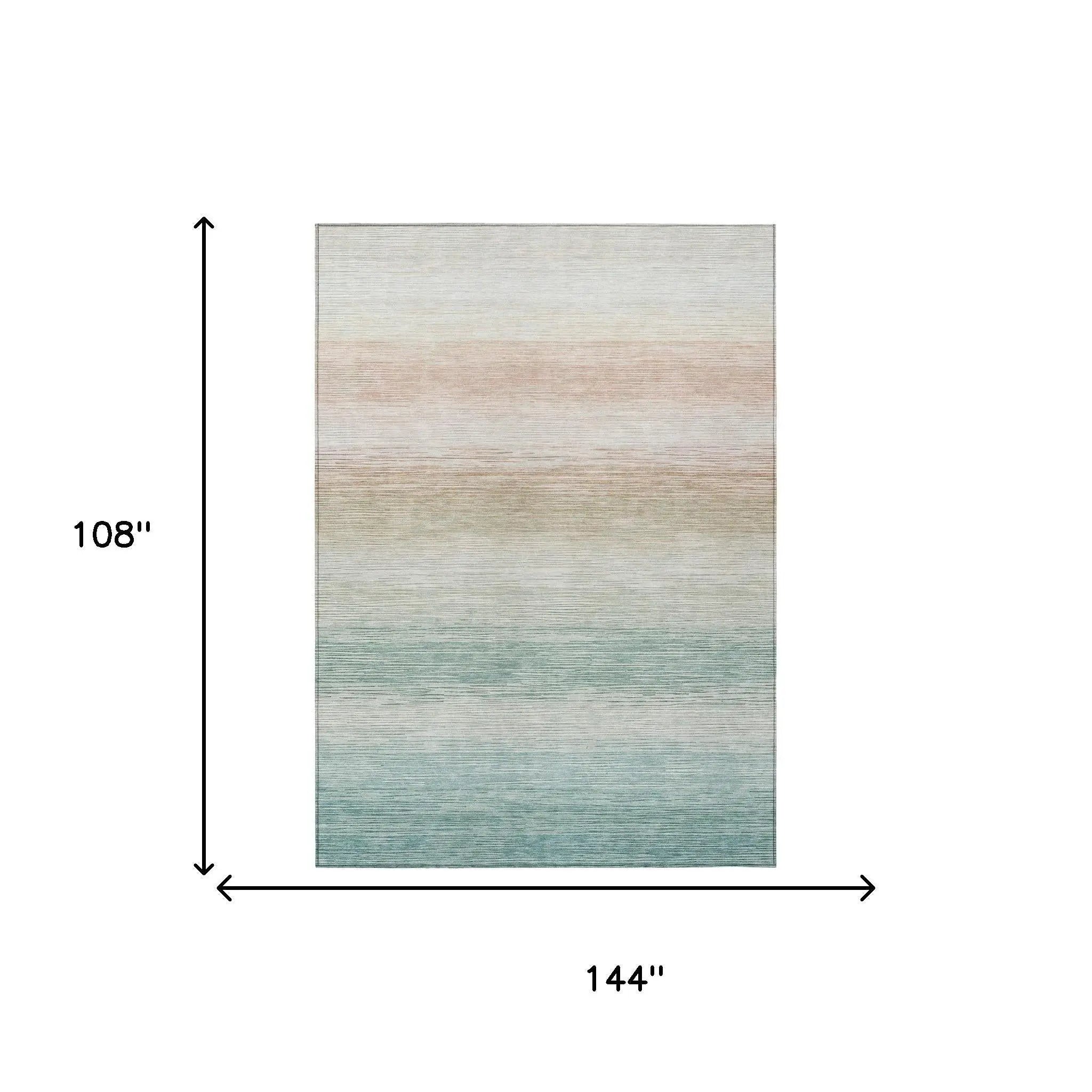 9' X 12' Aqua And Teal Blue Striped Washable Indoor Outdoor Area Rug Homeroots Outdoor