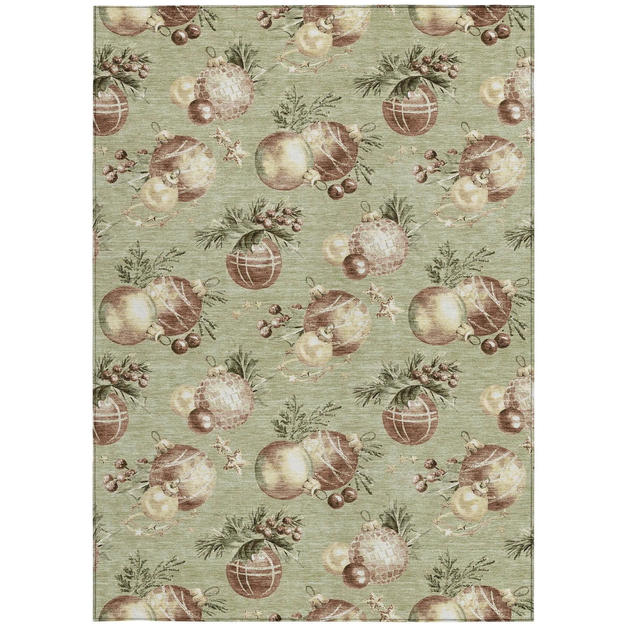 9' X 12' Artichoke Green Brown And Beige Stars Washable Indoor Outdoor Area Rug Homeroots Outdoor