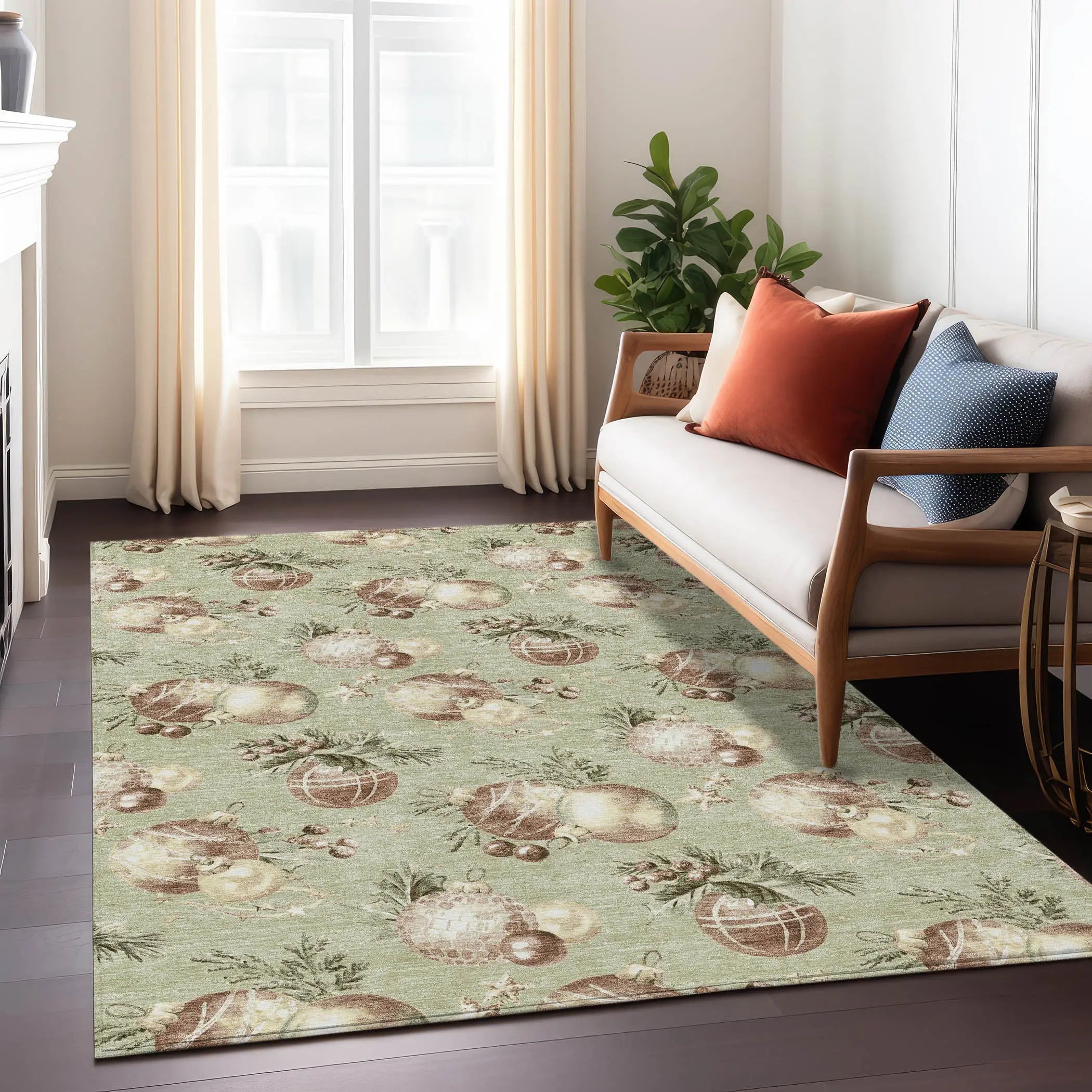 9' X 12' Artichoke Green Brown And Beige Stars Washable Indoor Outdoor Area Rug Homeroots Outdoor