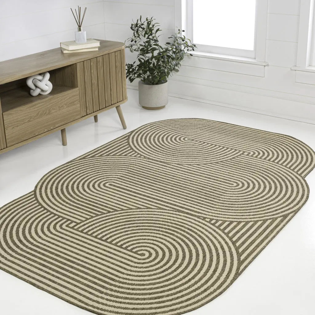 9' X 12' Beige And Brown Abstract Indoor Outdoor Area Rug Homeroots Outdoor