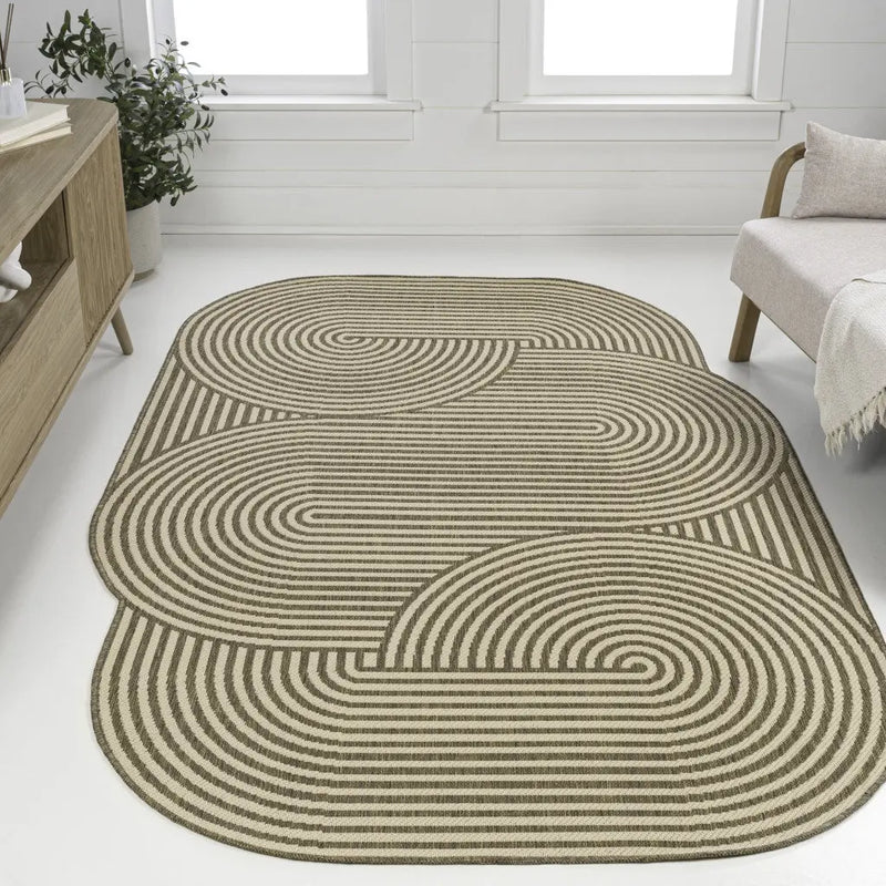 9' X 12' Beige And Brown Abstract Indoor Outdoor Area Rug Homeroots Outdoor
