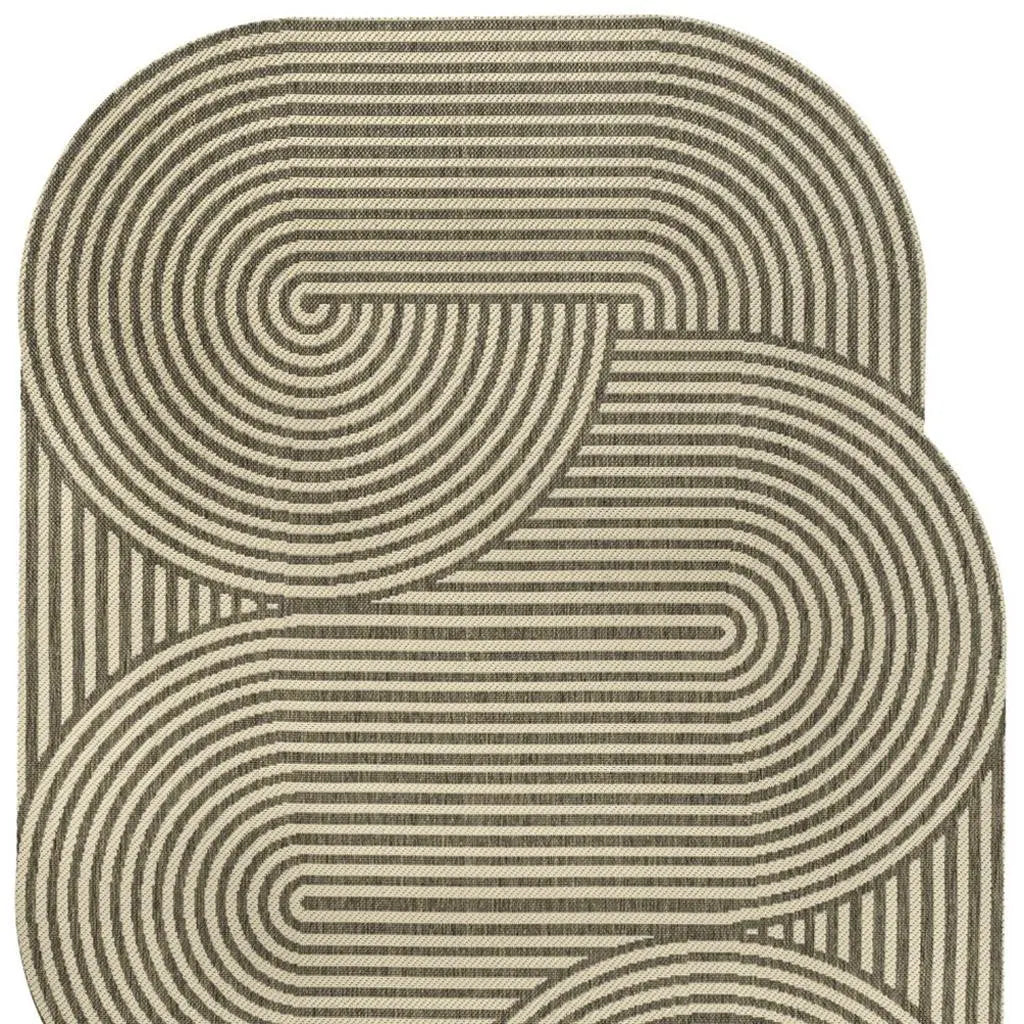 9' X 12' Beige And Brown Abstract Indoor Outdoor Area Rug Homeroots Outdoor