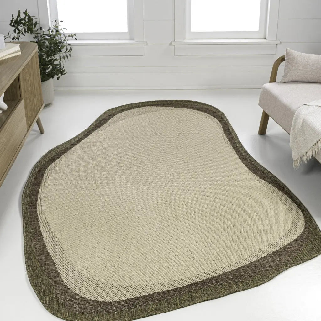 9' X 12' Beige And Brown Abstract Indoor Outdoor Area Rug Homeroots Outdoor
