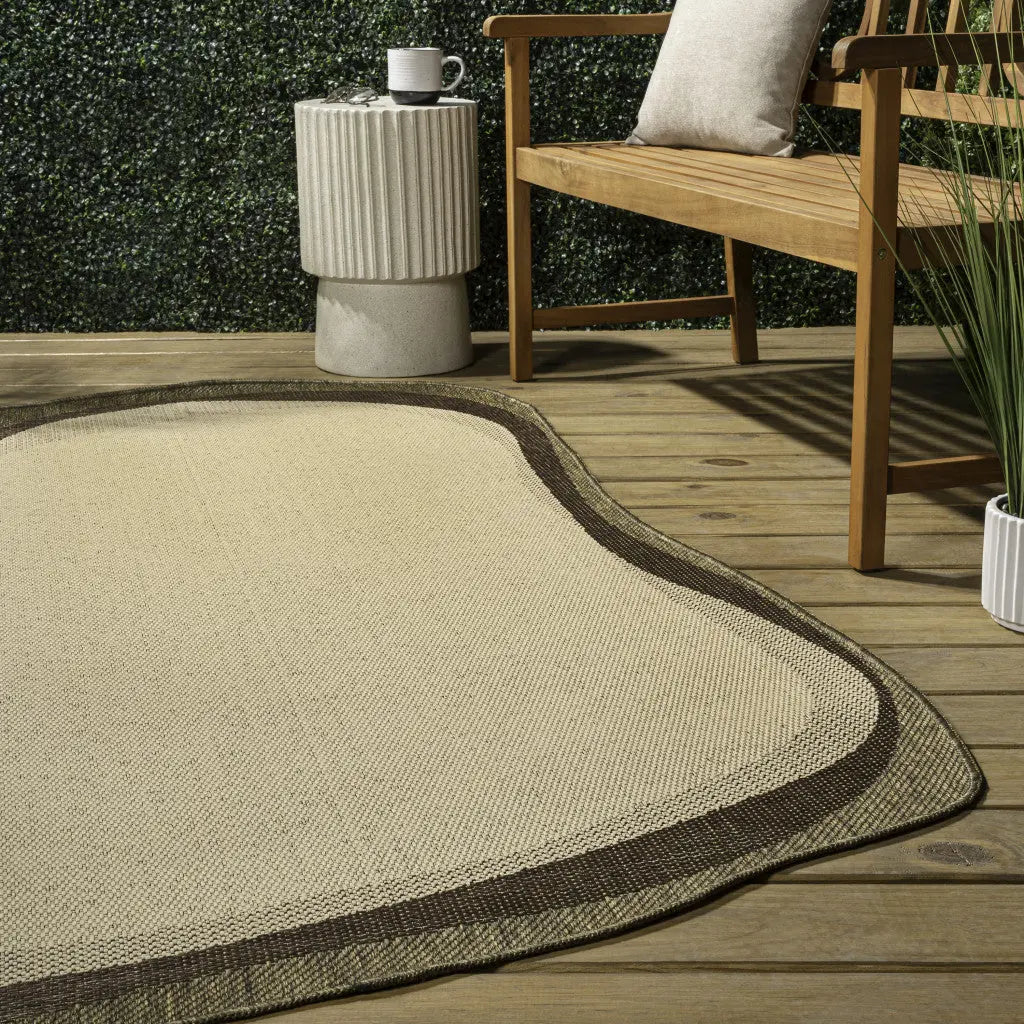 9' X 12' Beige And Brown Abstract Indoor Outdoor Area Rug Homeroots Outdoor