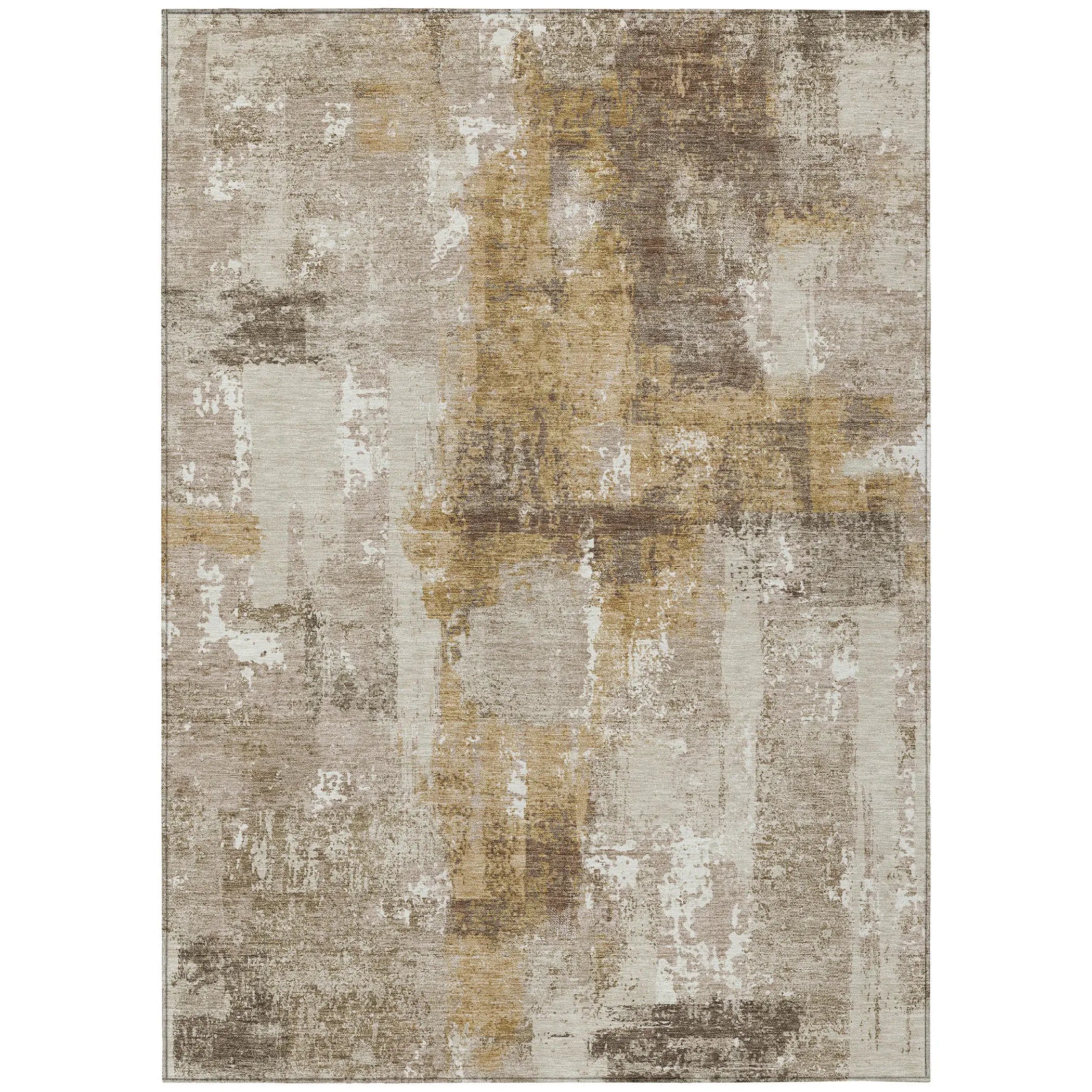 9' X 12' Beige And Brown Abstract Washable Indoor Outdoor Area Rug Homeroots Outdoor