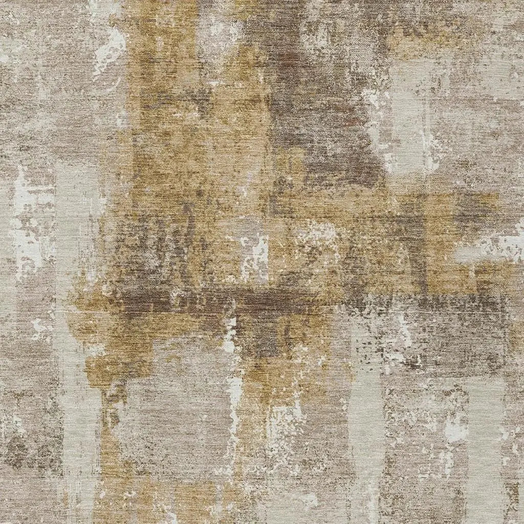9' X 12' Beige And Brown Abstract Washable Indoor Outdoor Area Rug Homeroots Outdoor