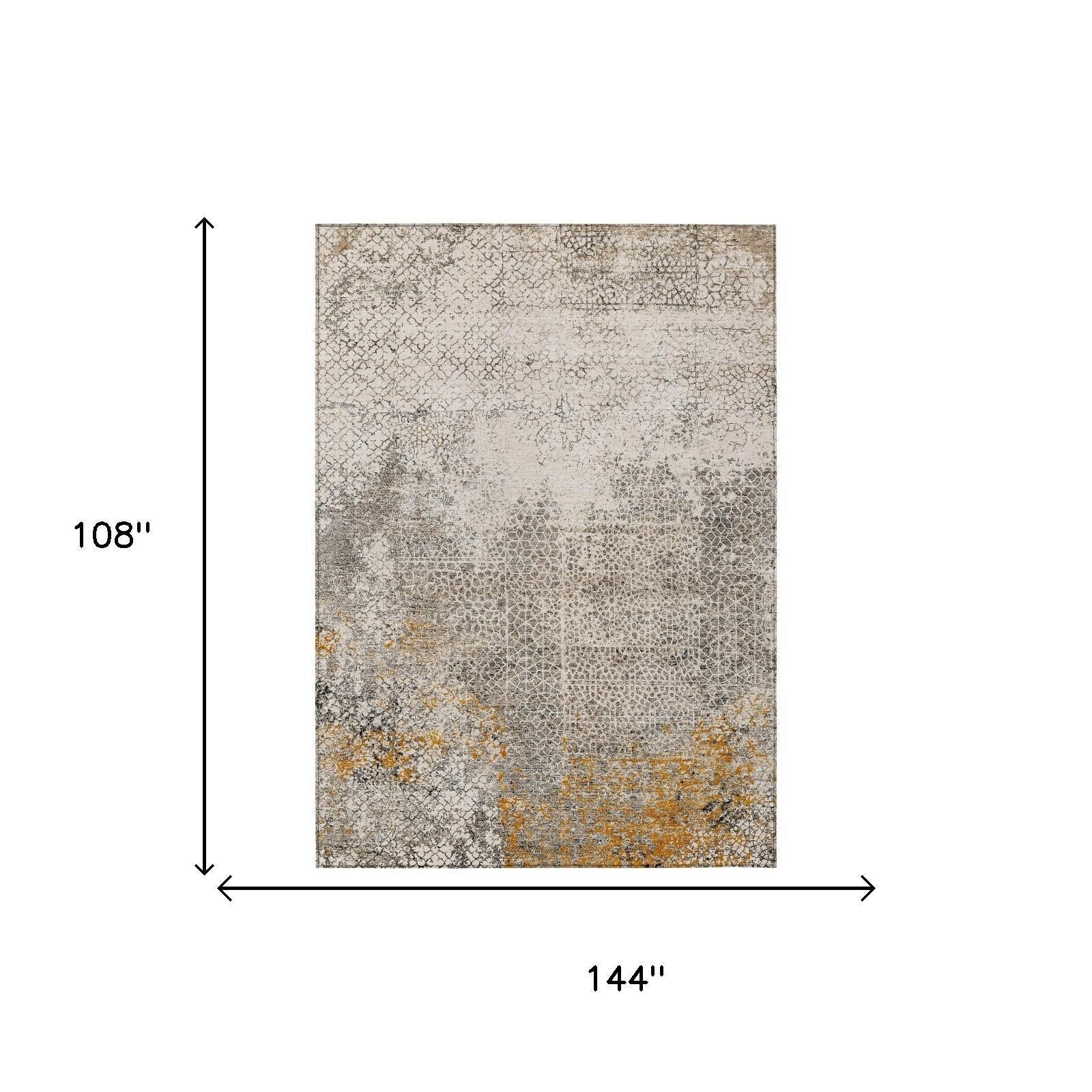 9' X 12' Beige And Brown Abstract Washable Indoor Outdoor Area Rug Homeroots Outdoor