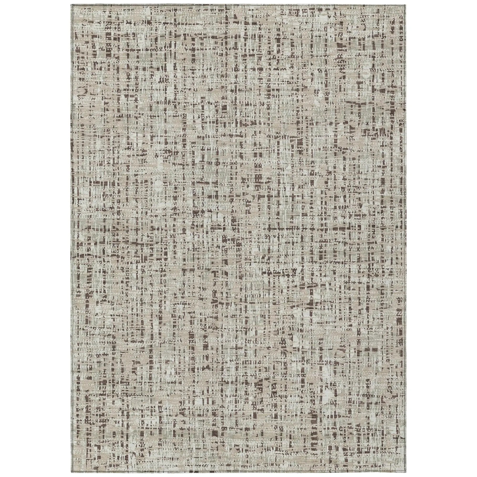 9' X 12' Beige And Brown Abstract Washable Indoor Outdoor Area Rug Homeroots Outdoor
