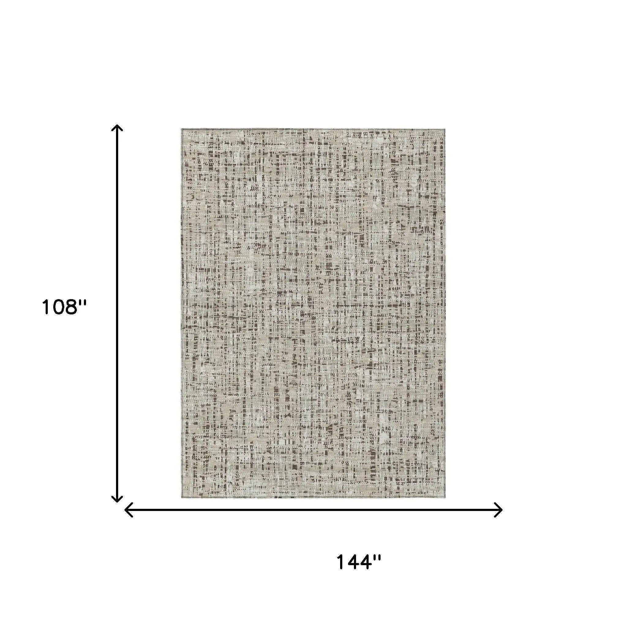 9' X 12' Beige And Brown Abstract Washable Indoor Outdoor Area Rug Homeroots Outdoor
