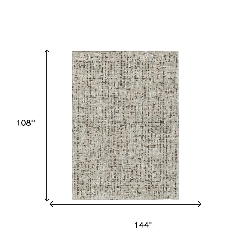 9' X 12' Beige And Brown Abstract Washable Indoor Outdoor Area Rug Homeroots Outdoor