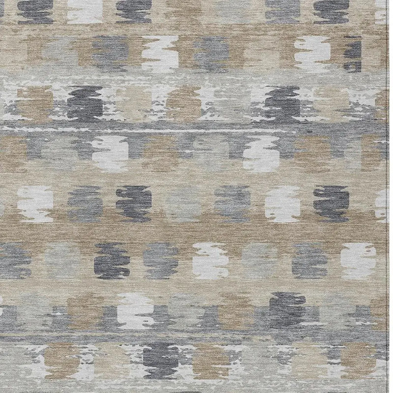 9' X 12' Beige And Brown Abstract Washable Indoor Outdoor Area Rug Homeroots Outdoor