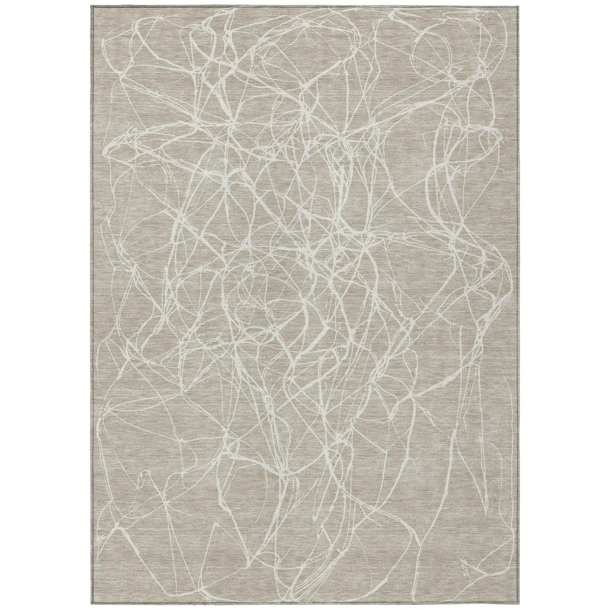 9' X 12' Beige And Brown Abstract Washable Indoor Outdoor Area Rug Homeroots Outdoor