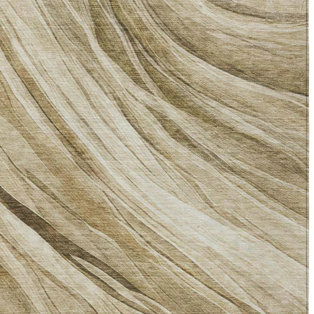 9' X 12' Beige And Brown Abstract Washable Indoor Outdoor Area Rug Homeroots Outdoor