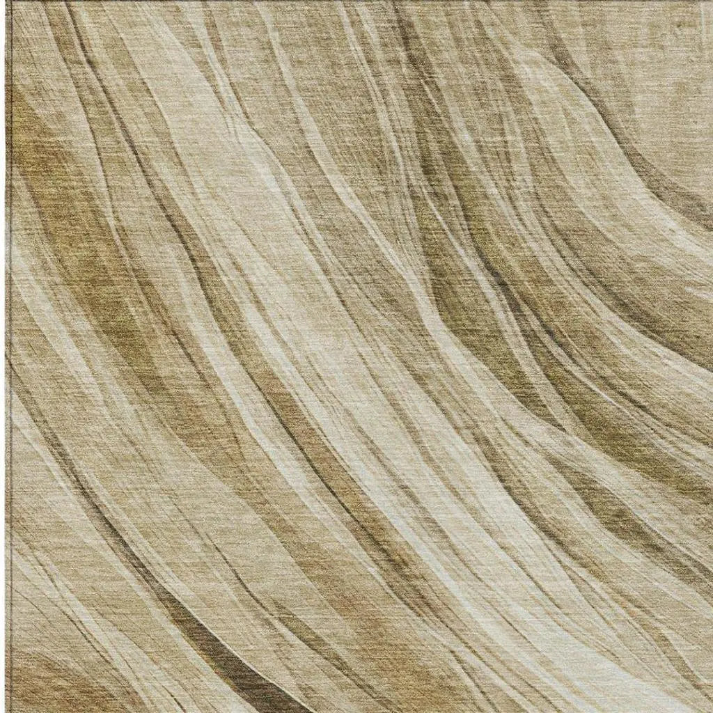 9' X 12' Beige And Brown Abstract Washable Indoor Outdoor Area Rug Homeroots Outdoor