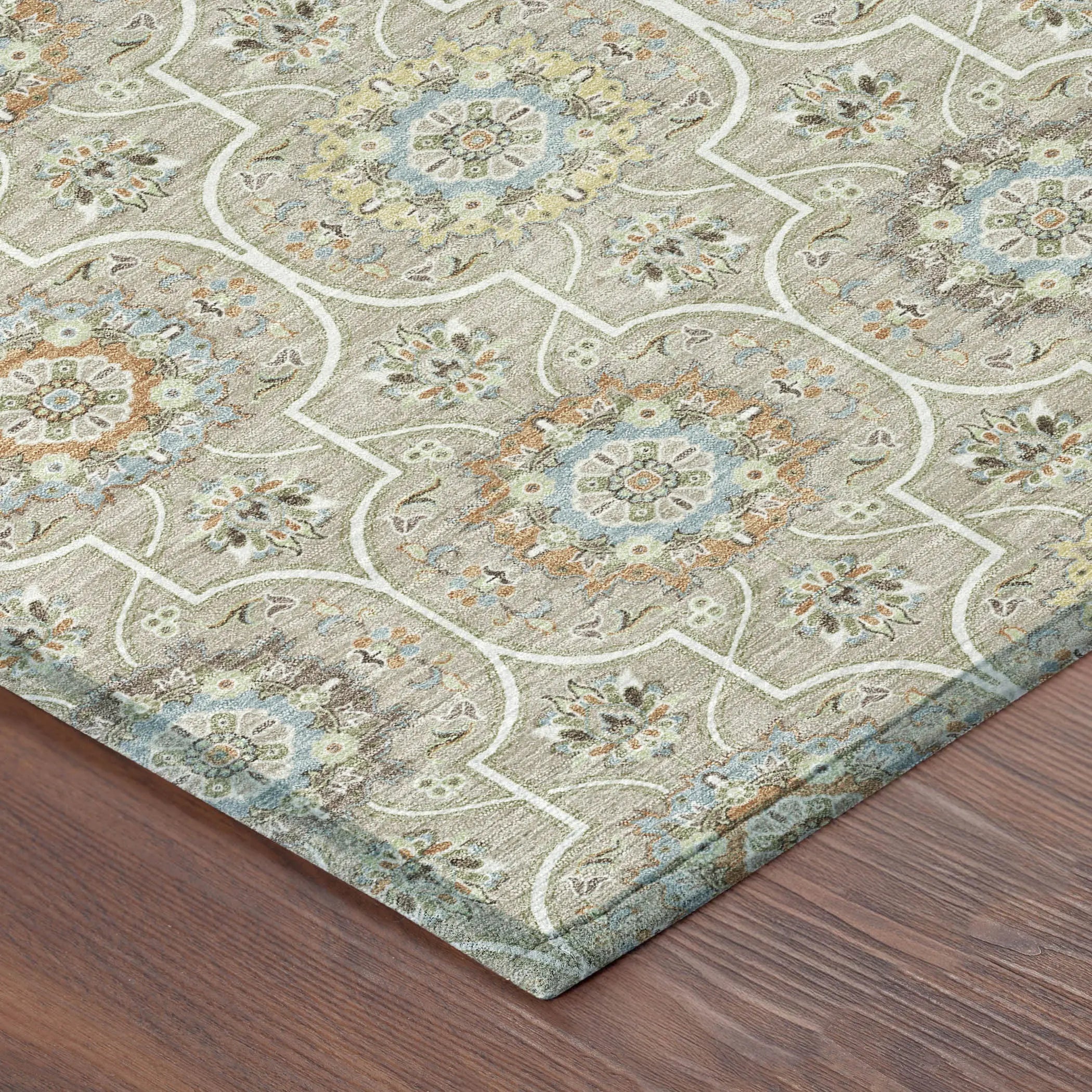 9' X 12' Beige And Brown Floral Medallion Washable Indoor Outdoor Area Rug Homeroots Outdoor