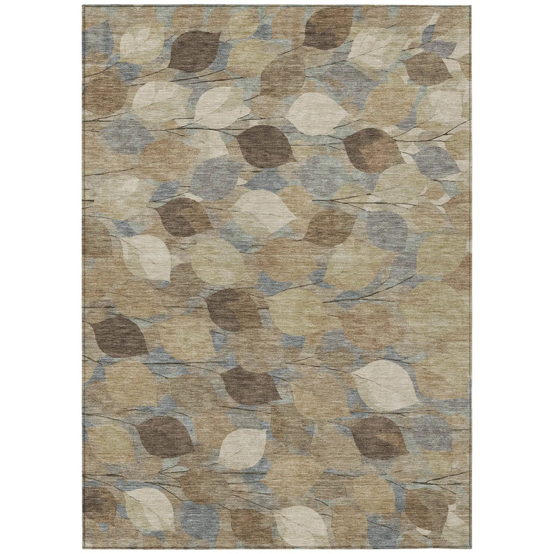 9' X 12' Beige And Brown Floral Washable Indoor Outdoor Area Rug Homeroots Outdoor