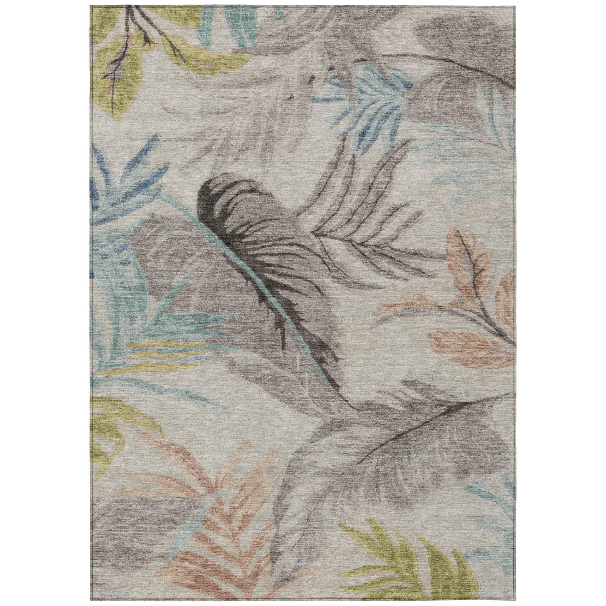9' X 12' Beige And Brown Floral Washable Indoor Outdoor Area Rug Homeroots Outdoor