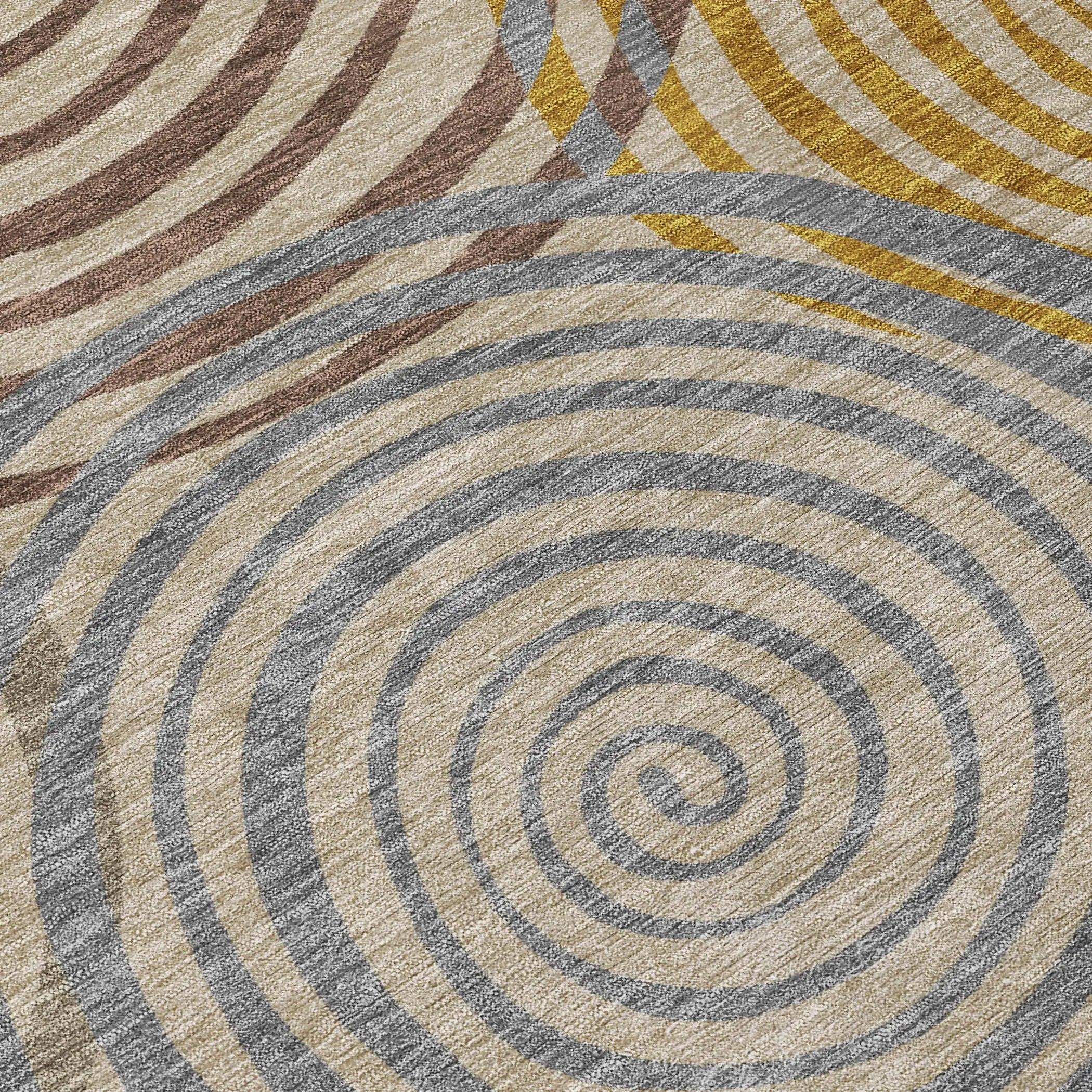 9' X 12' Beige And Brown Geometric Washable Indoor Outdoor Area Rug Homeroots Outdoor