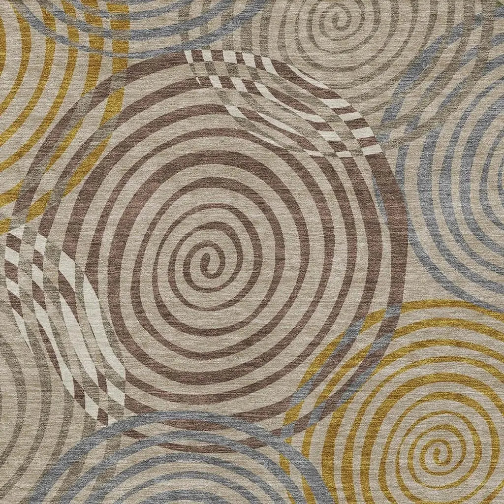 9' X 12' Beige And Brown Geometric Washable Indoor Outdoor Area Rug Homeroots Outdoor