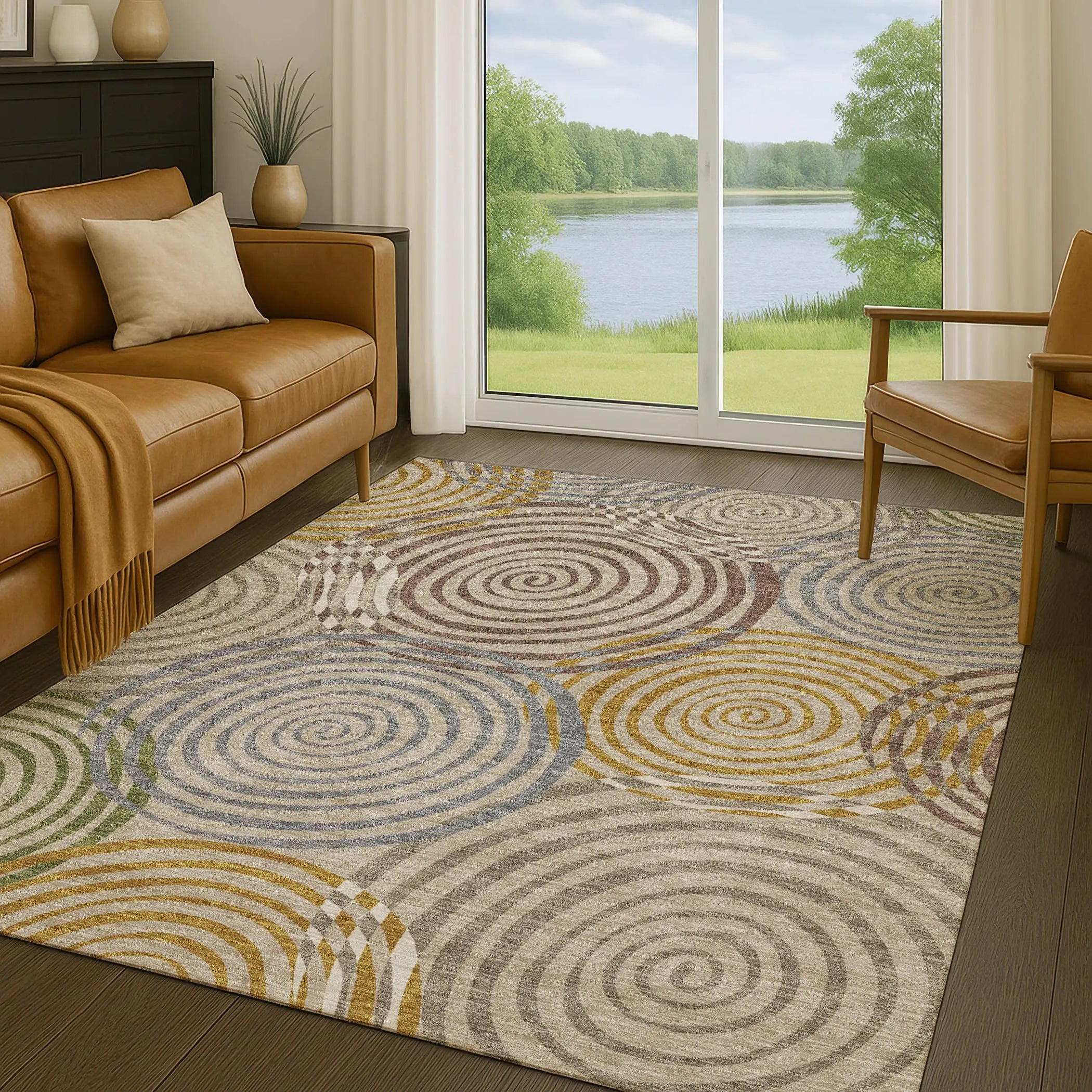 9' X 12' Beige And Brown Geometric Washable Indoor Outdoor Area Rug Homeroots Outdoor