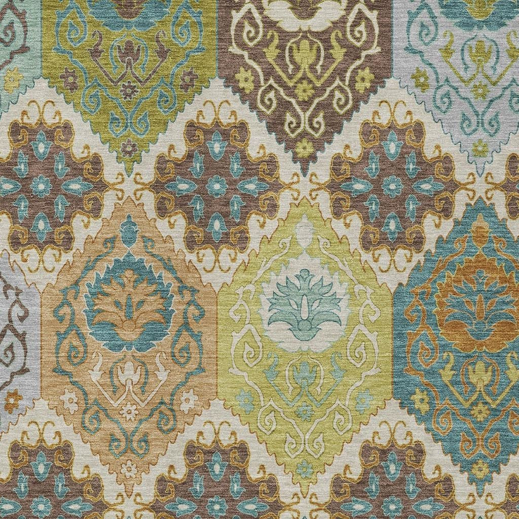 9' X 12' Beige And Brown Geometric Washable Indoor Outdoor Area Rug Homeroots Outdoor