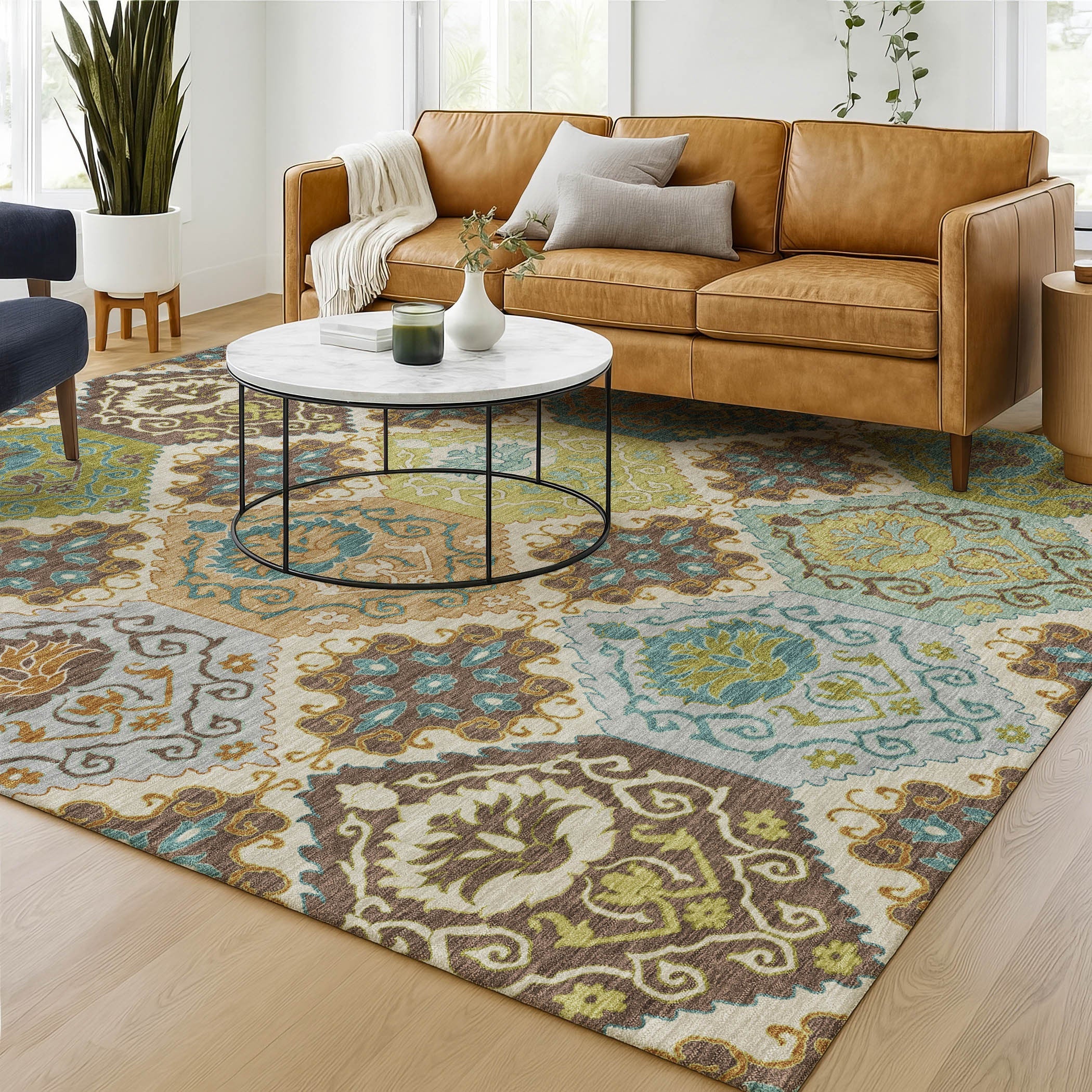 9' X 12' Beige And Brown Geometric Washable Indoor Outdoor Area Rug Homeroots Outdoor