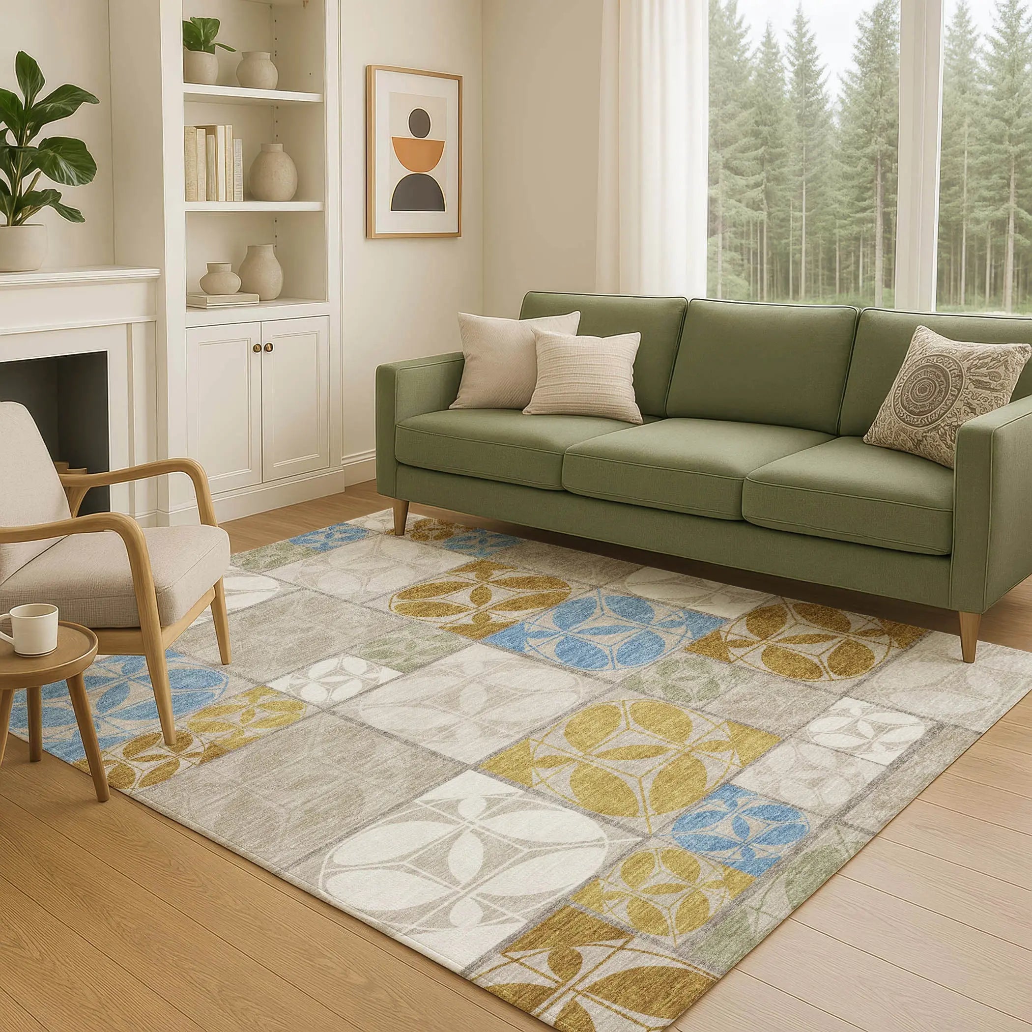 9' X 12' Beige And Brown Geometric Washable Indoor Outdoor Area Rug Homeroots Outdoor