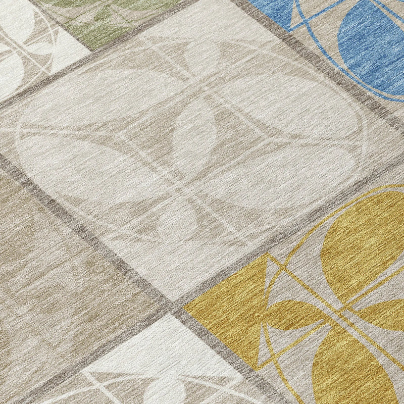 9' X 12' Beige And Brown Geometric Washable Indoor Outdoor Area Rug Homeroots Outdoor