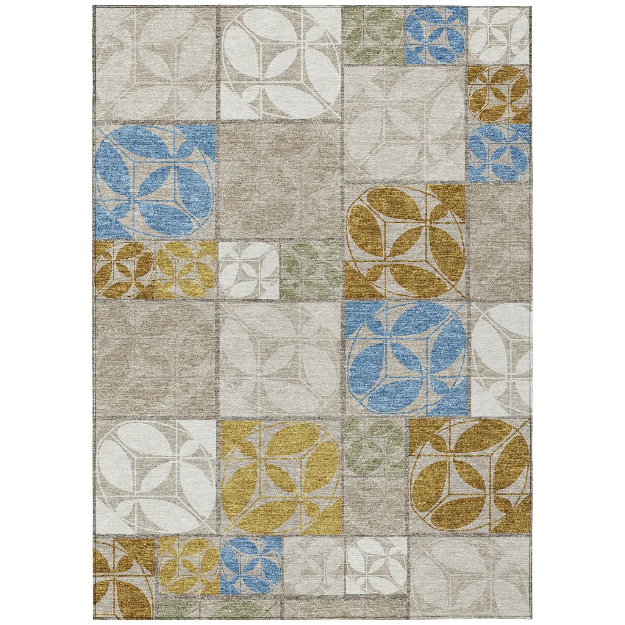 9' X 12' Beige And Brown Geometric Washable Indoor Outdoor Area Rug Homeroots Outdoor