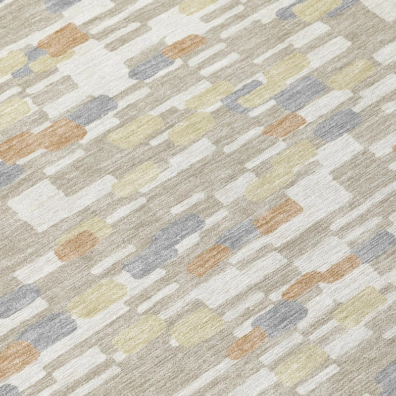 9' X 12' Beige And Brown Geometric Washable Indoor Outdoor Area Rug Homeroots Outdoor